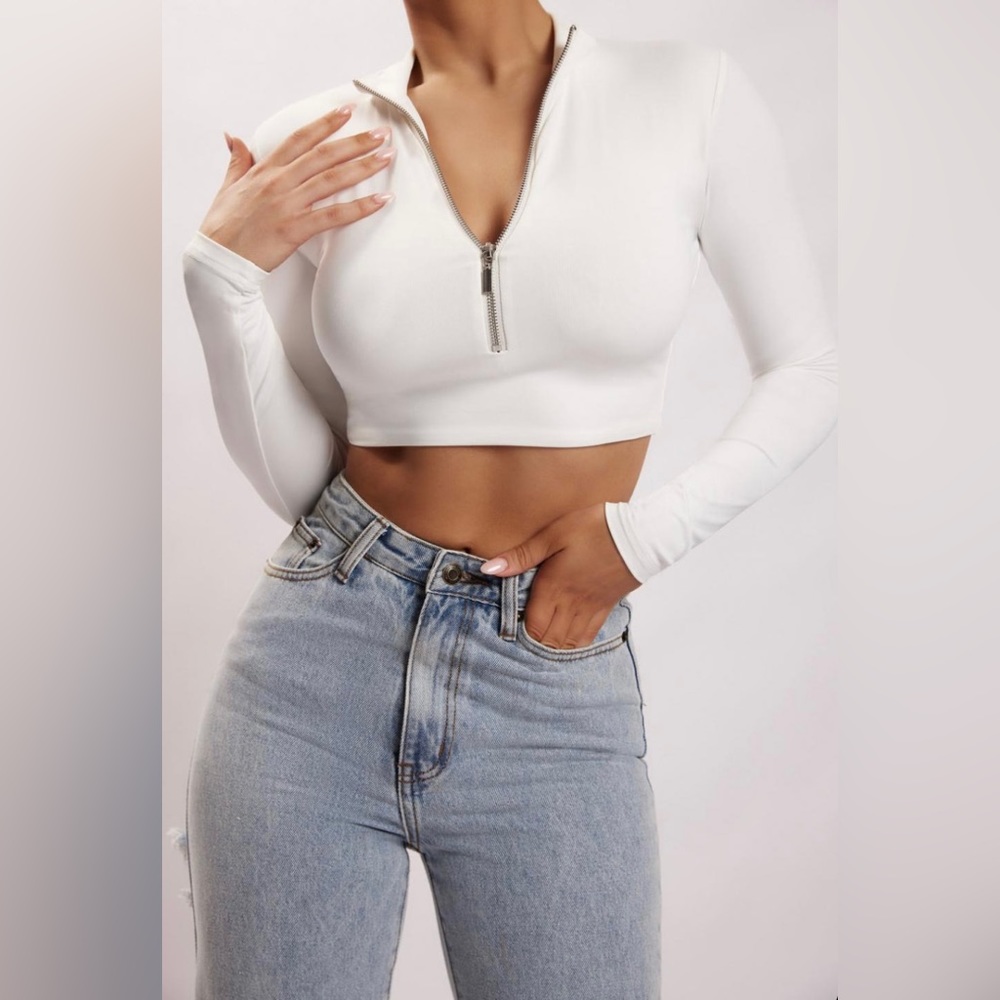 Meshki Ashlea Zip Up Crop Top